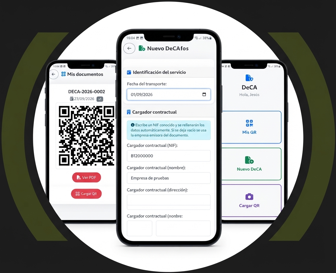 Aplicación DeCA de Frasor para generar documentos electrónicos de control administrativo del transporte con código QR